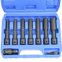ชุดบล็อกยาว บล็อกลม บล็อกยาว 128 mm ขนาด1/2" (4 หุน) 9 ชิ้น