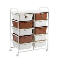 ลิ้นชักเก็บของ 5 ชั้น 10 ลิ้นชัก พร้อมล้อเลื่อน 36x61x82.5 cm สีขาว-น้ำตาล