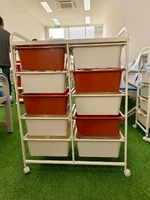 ลิ้นชักเก็บของ 5 ชั้น 10 ลิ้นชัก พร้อมล้อเลื่อน 36x61x82.5 cm สีขาว-น้ำตาล