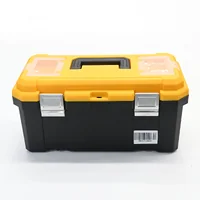 กล่องเครื่องมือพลาสติก 18 นิ้ว แบบมีถาดรองด้านใน 23x42x20 cm สีเหลือง-ดำ กล่องเครื่องมือพลาสติก 18 นิ้ว แบบมีถาดรองด้านใน 23x42x20 cm สีเหลือง-ดำ