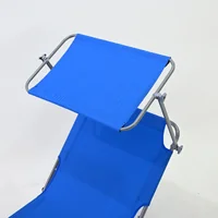 เก้าอี้นอน พับเก็บได้ พร้อมที่บังแดด 55x150x76 cm รับน้ำหนัก 100 kg สีฟ้า TC-1102B