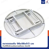 โต๊ะสแตนเลส201 ทรงกลม พับขาได้ แบบหน้าโต๊ะมีลาย 100x100x72 cm