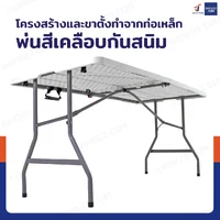 โต๊ะพับได้ HDPE โต๊ะปิกนิก โต๊ะเอนกประสงค์ ทนแดด ทนฝน 74x152x74 cm สีขาว โต๊ะพับได้ HDPE โต๊ะปิกนิก โต๊ะเอนกประสงค์ ทนแดด ทนฝน 74x152x74 cm สีขาว