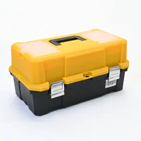 กล่องเครื่องมือพลาสติก 21 นิ้ว ด้านใน 2 ชั้น + 1 ช่องใหญ่ 28x48x25 cm สีเหลือง-ดำ