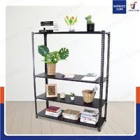 ชั้นวางของเหล็ก 4 ชั้น ชั้นวางอเนกประสงค์ สีดำ 40x120x150 cm