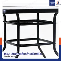 โต๊ะสนาม โต๊ะเหลี่ยม หน้าโต๊ะกระจกดำ 80x80x71 cm YLGT-003A