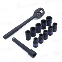 ชุดบล็อก 12 ชิ้น 1/2 นิ้ว (4 หุน) 10-22MM รมดำ CR-V JBUYNOW SRUNV RB230601-18