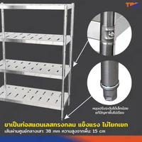 TRB ชั้นวางของสแตนเลส ชั้นคว่ำจาน เกรด 304 แบบเจาะสลอต 4 ชั้น 50x110x150 CM TRB ชั้นวางของสแตนเลส ชั้นคว่ำจาน เกรด 304 แบบเจาะสลอต 4 ชั้น 50x110x150 CM
