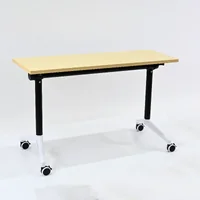 โต๊ะทำงาน โต๊ะอเนกประสงค์ ล้อเลื่อน พับได้ รุ่นขาเหล็กทรงกลม 40x120x76 cm