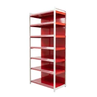 ชั้นวางสินค้าเหล็ก 7 ชั้น พร้อมรางสอดป้ายราคา 48x93x201 cm สีแดง