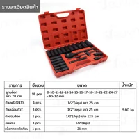 ชุดบล็อก ลมยาว 23 ชิ้น 1/2 นิ้ว (4 หุน) 8-32MM CR-V JBUYNOW SRUNV QD-TZGJ008