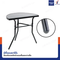 โต๊ะสนาม ติดผนัง โต๊ะกระจกครึ่งวงกลม หน้าโต๊ะกระจกดำ 40x70x64 cm