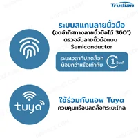 กลอนประตูดิจิตอล Smart Digital Door Lock สแกนลายนิ้วมือ รหัสผ่าน IC การ์ด