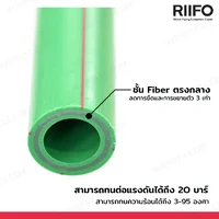 ท่อ PP-R ขนาด 3/4 นิ้ว ยาว 4 เมตร สีเขียว FIBER COMPOSITE 000160008 ท่อ PP-R ขนาด 3/4 นิ้ว ยาว 4 เมตร สีเขียว FIBER COMPOSITE 000160008