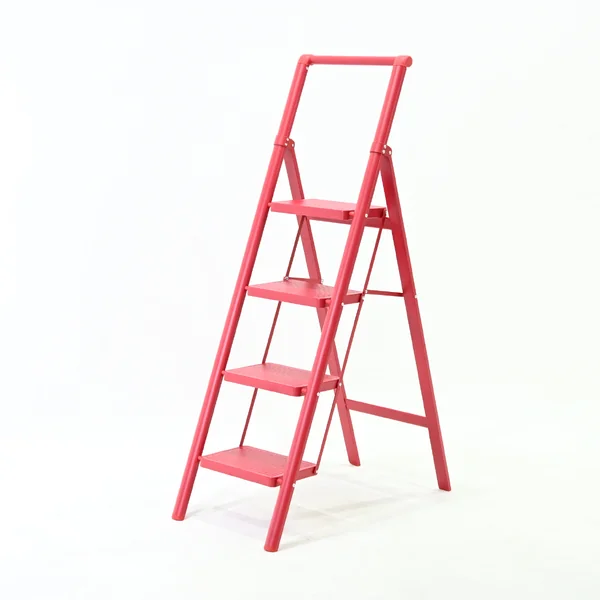 บันไดเหล็ก 4 ขั้น มีราวจับ รับน้ำหนักได้ 150 KG สีแดง F4-4