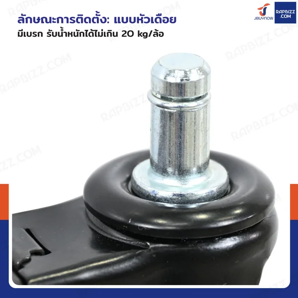 ล้อ PU 2.5 นิ้ว เดือยมีเบรก M11x22 สีดำ image 3 ล้อ PU 2.5 นิ้ว เดือยมีเบรก M11x22 สีดำ image 3