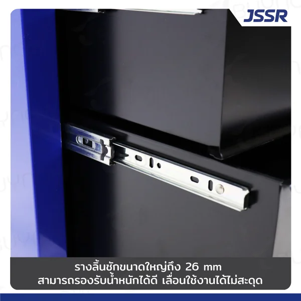 ตู้เครื่องมือ 6 ลิ้นชัก มีกุญแจล็อค 34x71x89 ซม. สีดำ-น้ำเงิน รุ่นล้อใหญ่ 4 นิ้ว(เสียงเงียบ) image 5