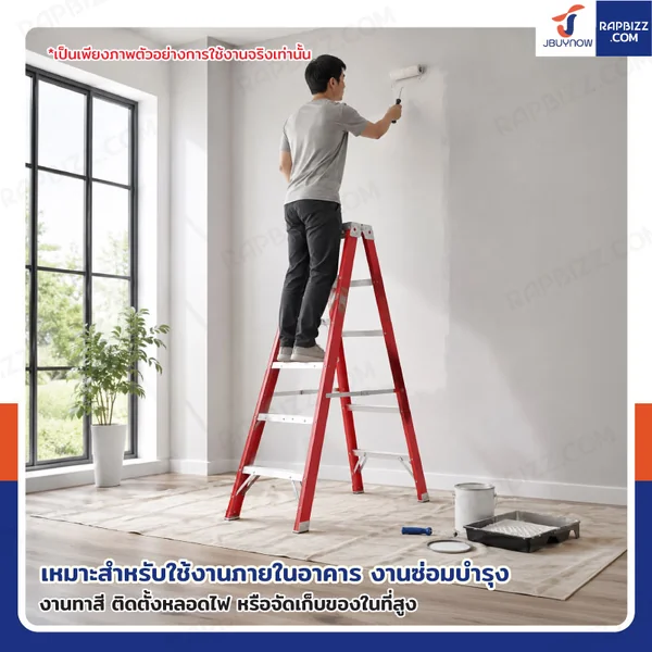 บันไดไฟเบอร์กลาส ขึ้น-ลง 2 ทาง (5 ขั้น สูง 1.5 เมตร) รับน้ำหนัก 150 kg R32105 image 8