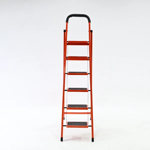 บันไดเหล็ก 6 ขั้น มีราวจับ รับน้ำหนักได้ 150 KG สีส้ม 25X35-6 image 2