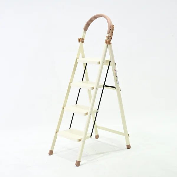 บันไดเหล็ก 4 ขั้น มีราวจับ รับน้ำหนักได้ 150 KG สีขาว NB-4