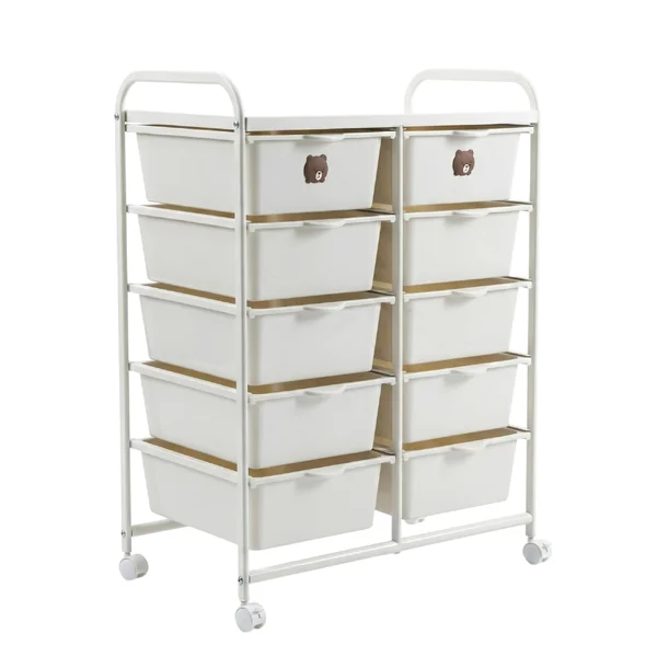 ลิ้นชักเก็บของ 5 ชั้น 10 ลิ้นชัก พร้อมล้อเลื่อน 36x61x82.5 cm สีขาวล้วน