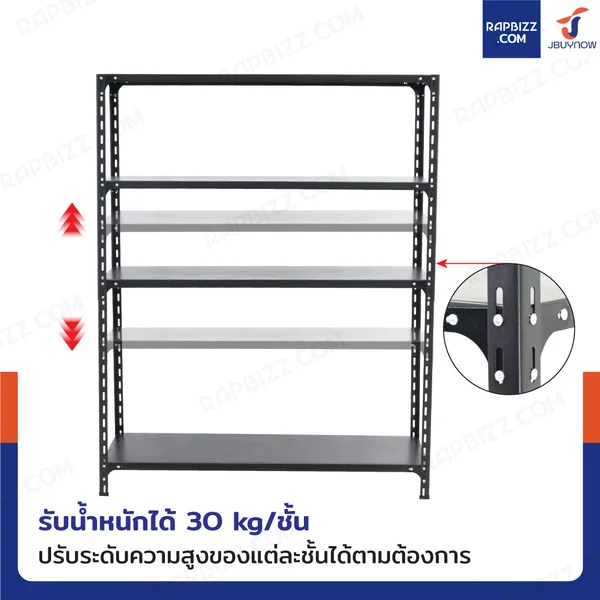 ชั้นวางของเหล็ก 4 ชั้น ชั้นวางอเนกประสงค์ 40x120x150 cm สีดำ image 4 ชั้นวางของเหล็ก 4 ชั้น ชั้นวางอเนกประสงค์ 40x120x150 cm สีดำ image 4