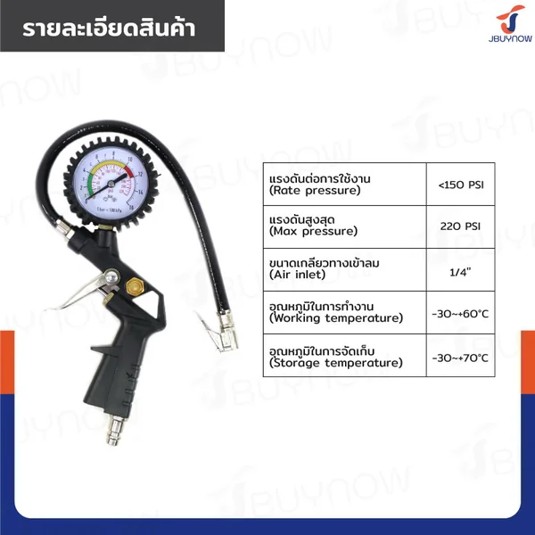 หัวเติมลม เกจสาย RB230731-29 image 2