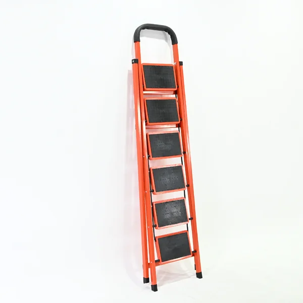 บันไดเหล็ก 6 ขั้น มีราวจับ รับน้ำหนักได้ 150 KG สีส้ม 25X35-6 image 9