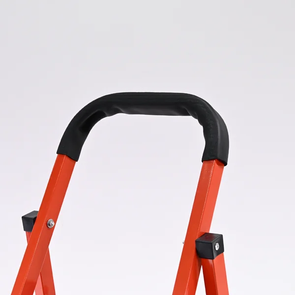 บันไดเหล็ก 6 ขั้น มีราวจับ รับน้ำหนักได้ 150 KG สีส้ม 25X35-6 image 3
