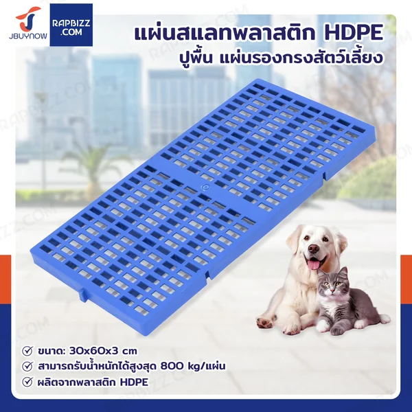 เเผ่นสเเลทพลาสติก HDPE ปูพื้น แผ่นรองกรงสัตว์เลี้ยง Load 800 kg 30x60x3 ซม. JBUYNOW