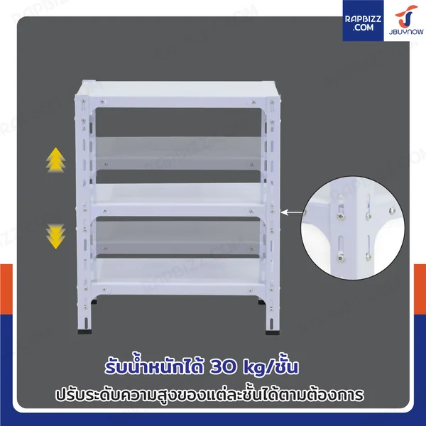 ชั้นวางของเหล็ก 3 ชั้น ชั้นวางอเนกประสงค์ 30x50x60 cm สีขาว image 4 ชั้นวางของเหล็ก 3 ชั้น ชั้นวางอเนกประสงค์ 30x50x60 cm สีขาว image 4