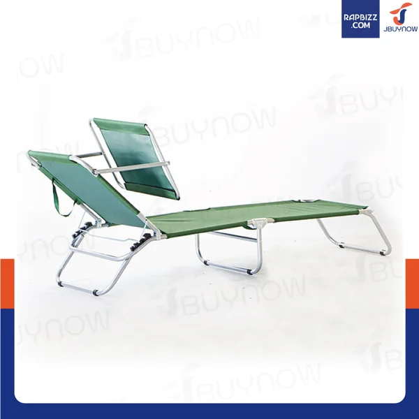 เก้าอี้นอน พับได้ มีที่บังแดด 59x185x28.5 cm RT181120-7 GREEN image 6