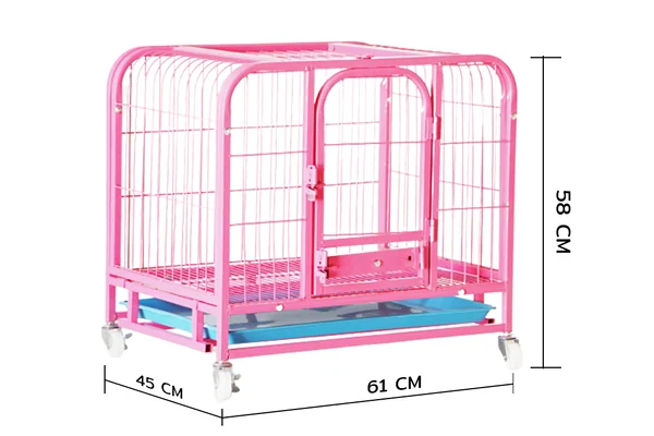 กรงสัตว์เลี้ยง เหล็ก เคลือบสี กันสนิม 45x61x58 ซม. สีชมพู RT1908131-1 image 5 กรงสัตว์เลี้ยง เหล็ก เคลือบสี กันสนิม 45x61x58 ซม. สีชมพู RT1908131-1 image 5