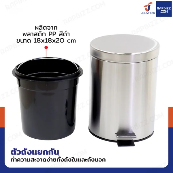 ชุดอุปกรณ์ห้องน้ำ 2IN1 (ถังขยะ+แปรงขัด) image 3