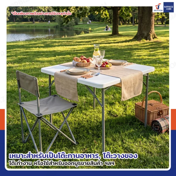 โต๊ะปิกนิก พับขาได้ ทรงเหลี่ยม 86x86x74 cm สีขาว image 7