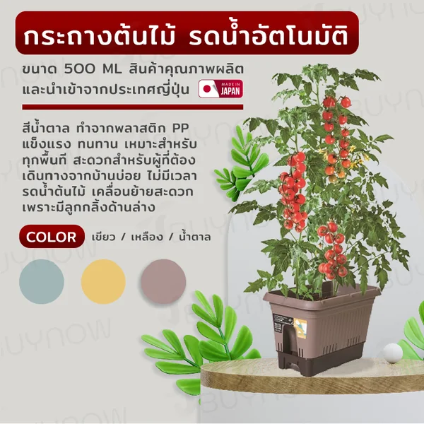กระถางต้นไม้ 500 ML รดน้ำอัตโนมัติ สีน้ำตาล JP QUALITY 28x50x32 ซม. MA-2282
