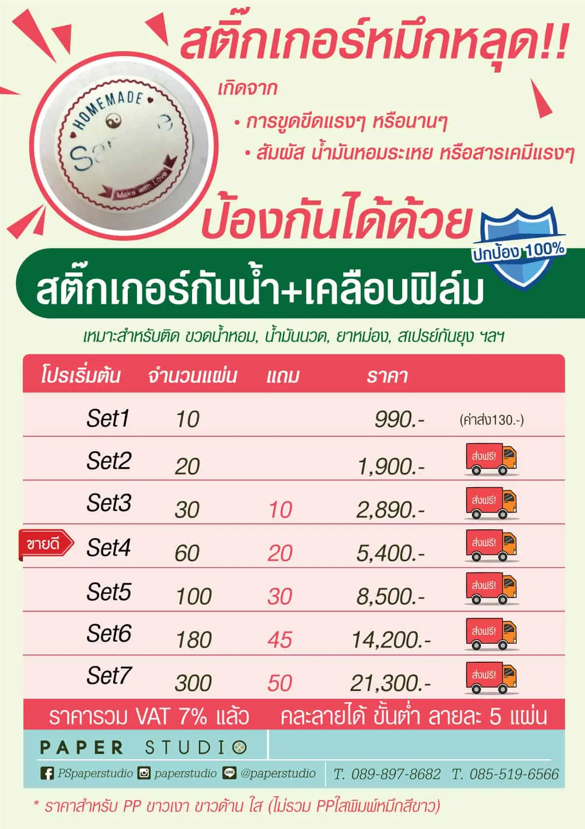 โปรสติ๊กเกอร์เคลือบ